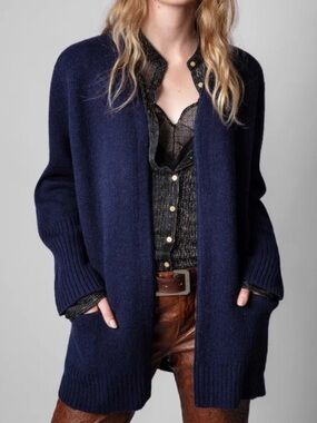 ZADIG & VOLTAIRE Marilou Navy Cardigan Sweater, Size S
